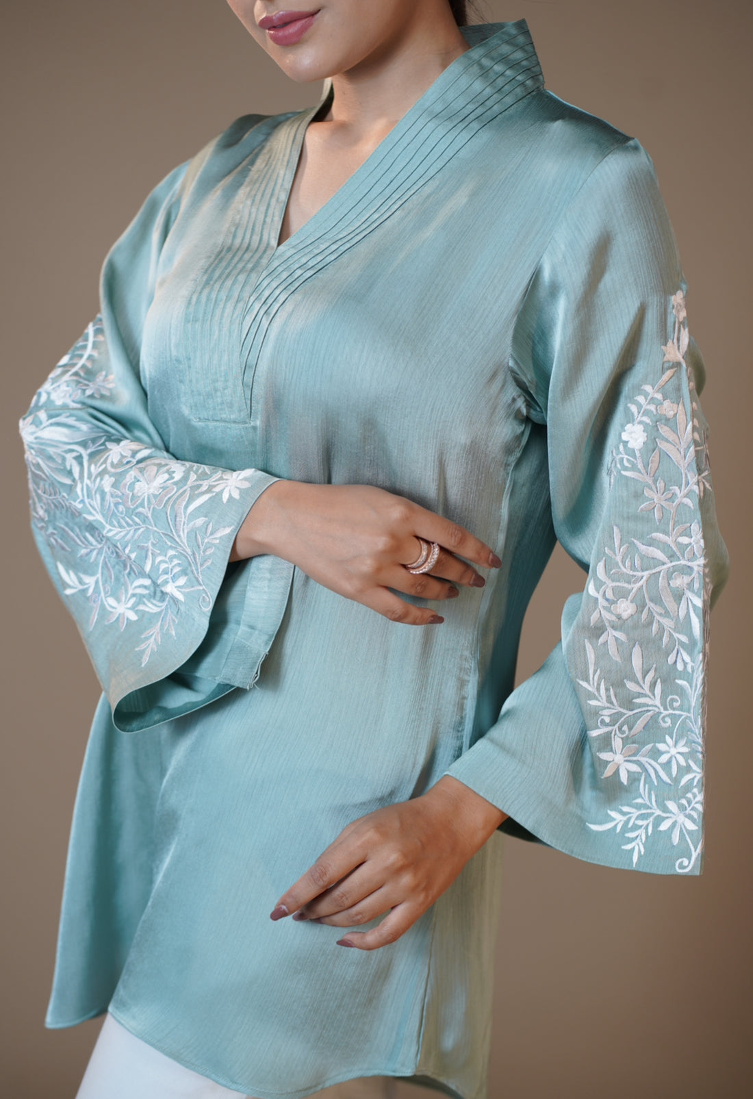 Embroidered Aqua Tunic