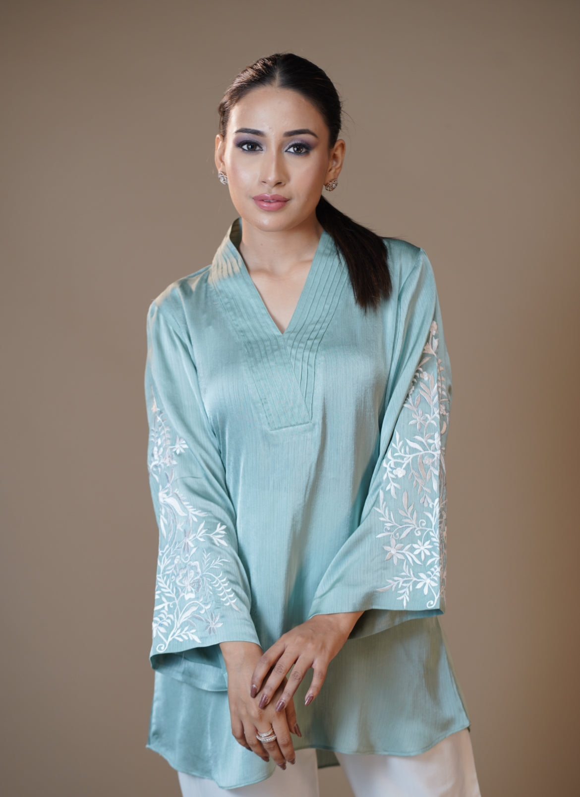 Embroidered Aqua Tunic