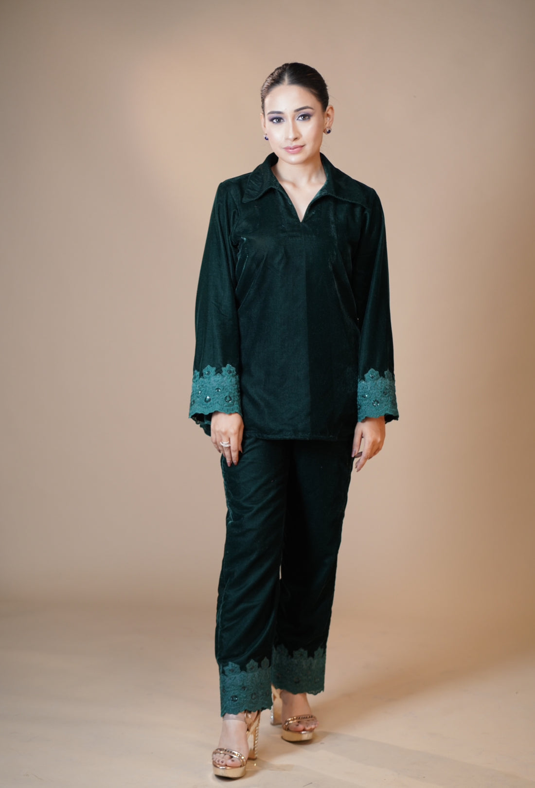 Emerald Velvet Pant Set